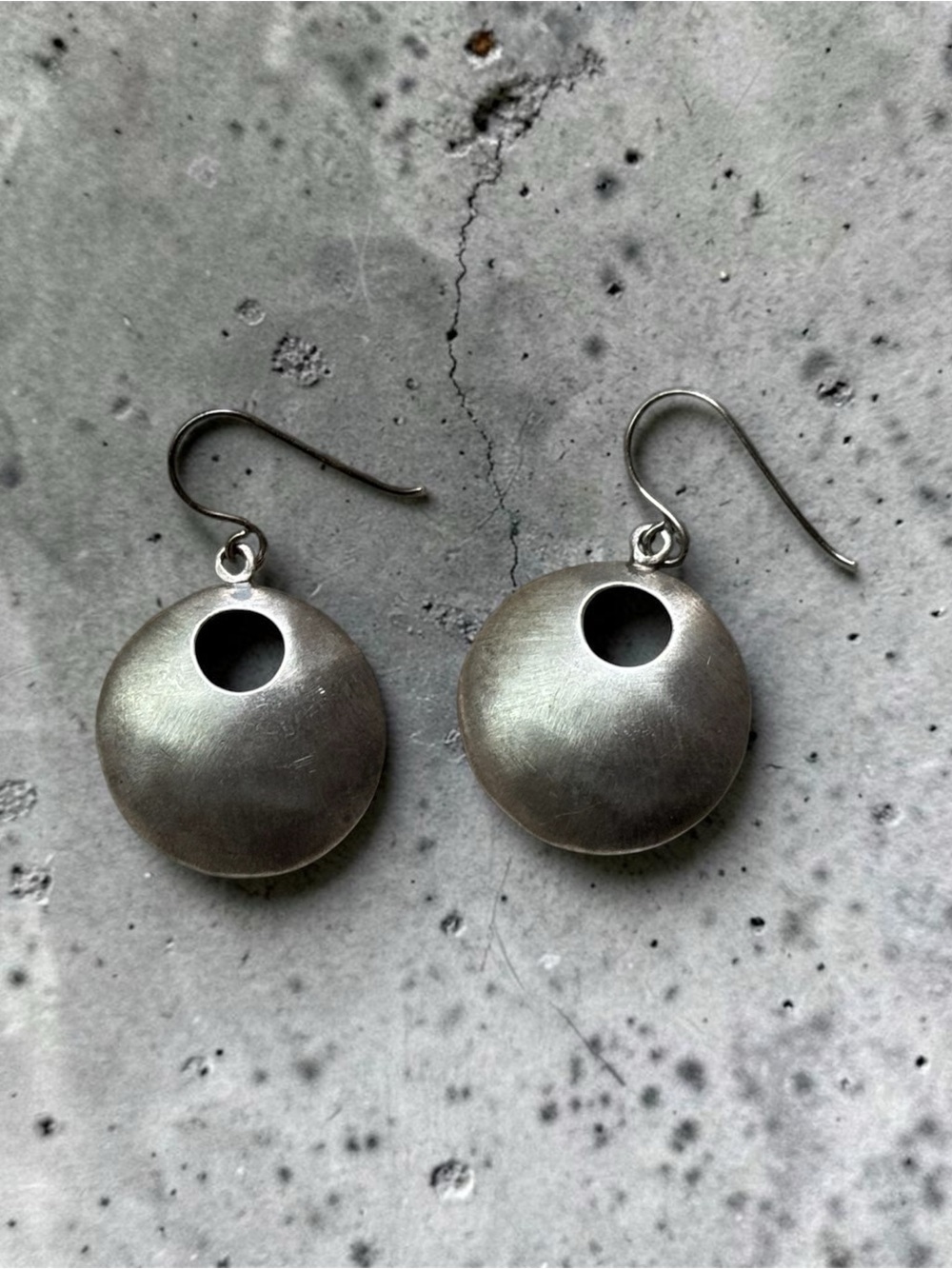 Vintage Sterling silver 925 Minimalist Round Silver Drop Earrings